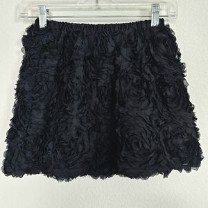 CHEROKEE (GIRLS) SZ 7/8 Black Textured 3d Roses Bubble Skirt In Black.